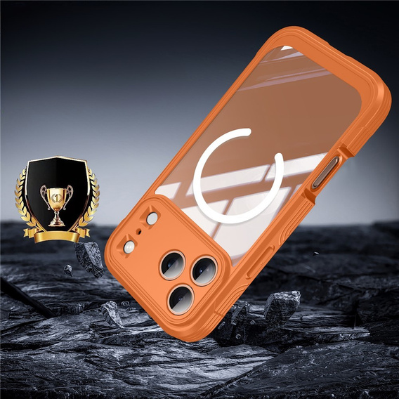 Etui Shockproof ze szkłem, do MagSafe do iPhone 17 Pro, pomarańczowy