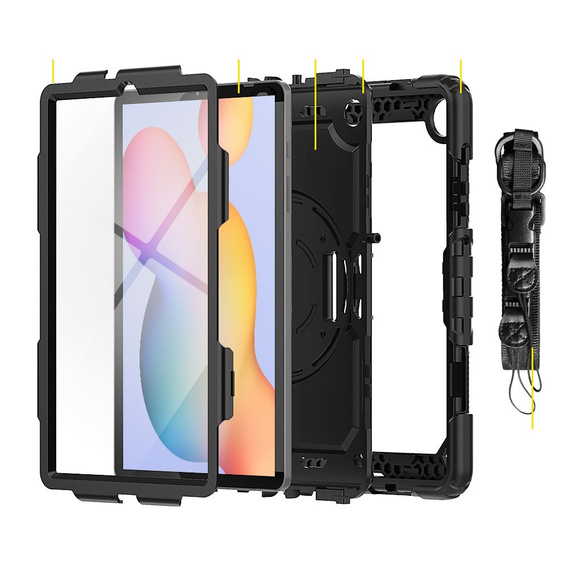 Etui pancerne do Samsung Galaxy Tab S6 Lite 10.4" 2020/2022/2024, ochronne 360 z miejscem na rysik, Czarne