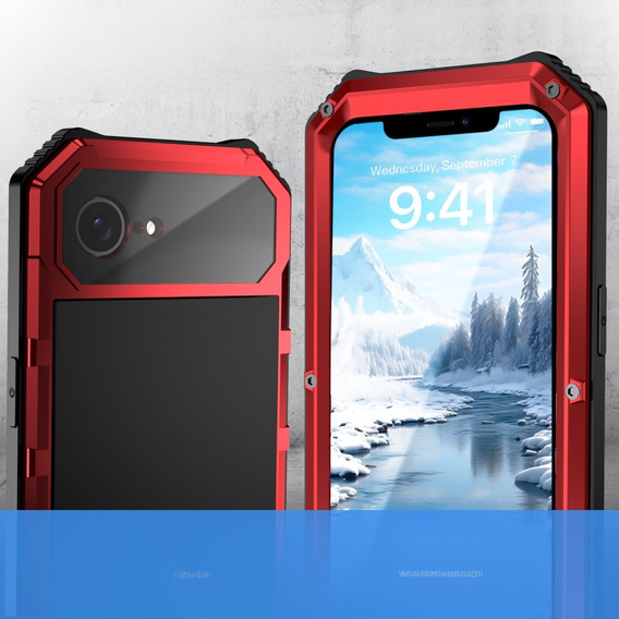 Etui pancerne do iPhone 16E, R-JUST, czerwone