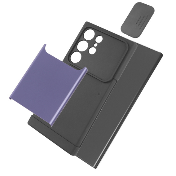 Pancerne etui do MagSafe na Galaxy S24 Ultra, ERBORD MagProtect Cam Slider, fioletowe