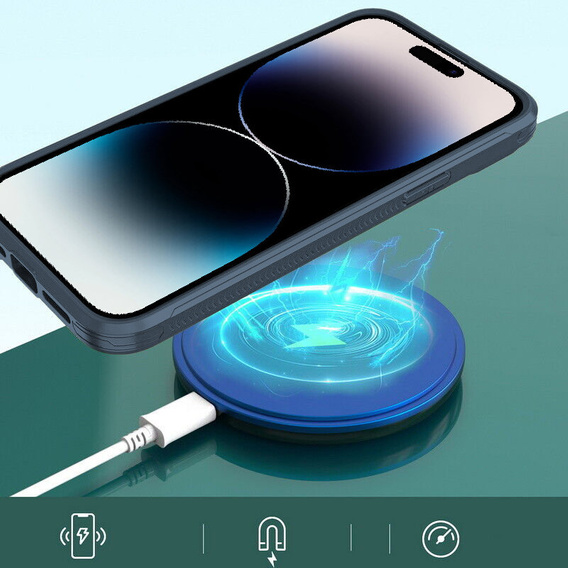 Etui do iPhone 14 Pro Max, Slide Camera Magsafe, niebieskie