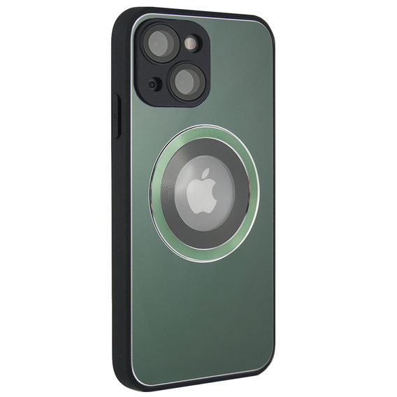 Zestaw Etui do Magsafe do iPhone 14, Hole for Apple Logo, zielone + Szkło
