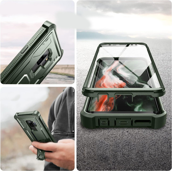 Etui pancerne do Samsung Galaxy S9 Plus, Dexnor Full Body, zielone
