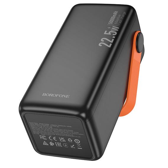 Borofone Power Bank 50000mAh BJ66A Magnifico - 2xUSB + Typ C - QC 3.0 22,5W + PD 20W - czarny