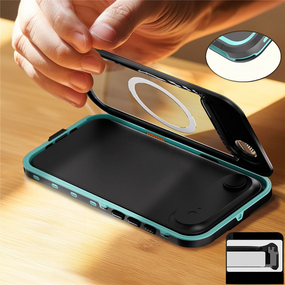 Etui do iPhone 17 Air, Wodoodporne IP68, SHELLBOX MagSafe, niebieskie