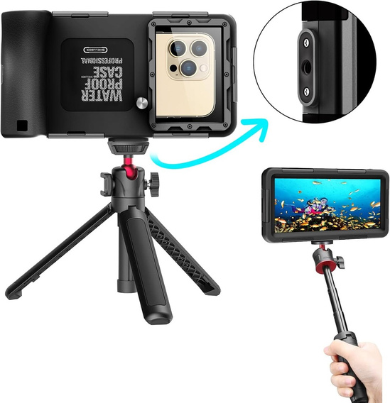 Etui wodoszczelne IPX8 na telefon 4,7 - 6,7" SHELLBOX, nurkowanie do 15m, czarne