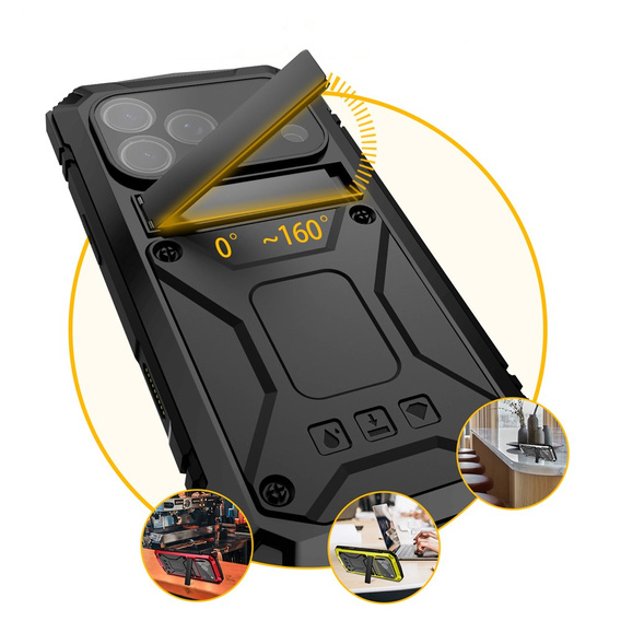 Etui R-JUST z podstawką i wbudowanym szkłem do iPhone 17 Pro Max