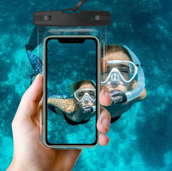 Tech-Protect Uniwersalne Wodoodporne Etui na telefon, Clear/Black