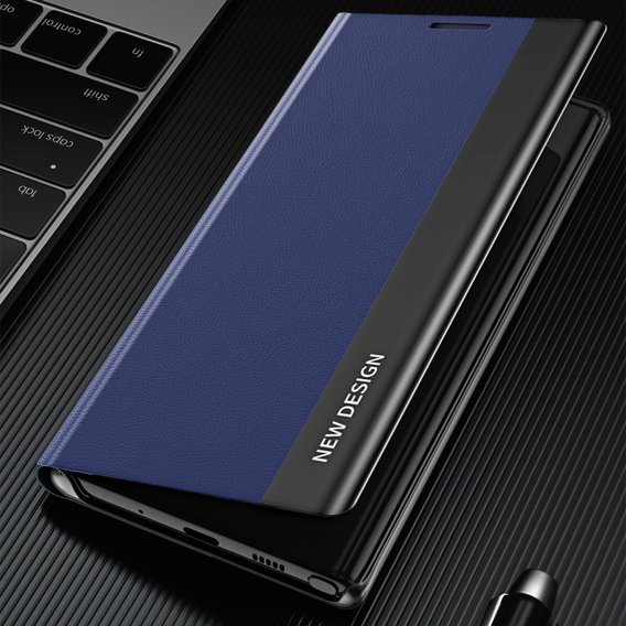 Etui z klapką do Samsung Galaxy S22 Ultra 5G, Side Magnetic, granatowe