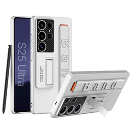 Etui GKK do Samsung Galaxy S25 Ultra z podstawką i paskiem na nadgarstek – srebrne