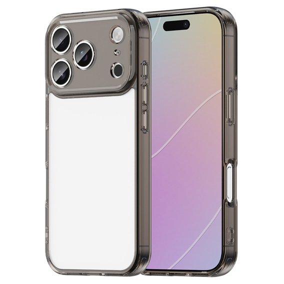 Etui silikonowe do iPhone 17 Pro, z twardym tyłem, przydymione czarne