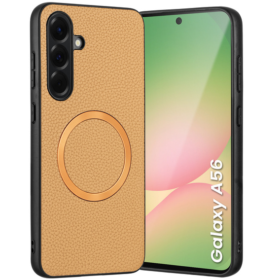 Etui do Samsung Galaxy A56 5G, Leather Hybrid MagSafe, złote