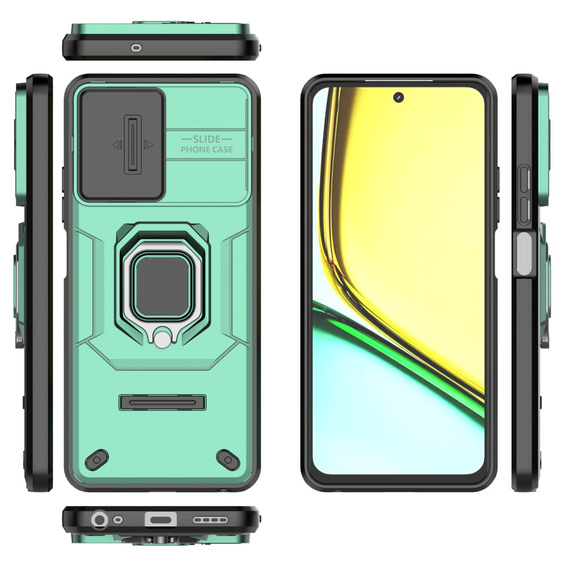 Etui do Realme C67 4G, KickStand Camera Lens, zielone