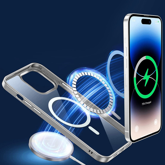 Etui do iPhone 14 Pro, ERBORD Hybrid MagSafe Case, srebrne