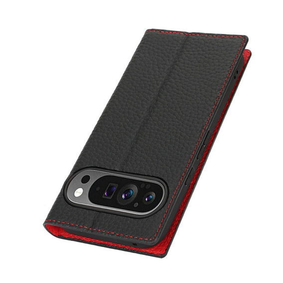Etui z klapką do Google Pixel 10 / 10 Pro, skórzane Litchi Grain, czarne