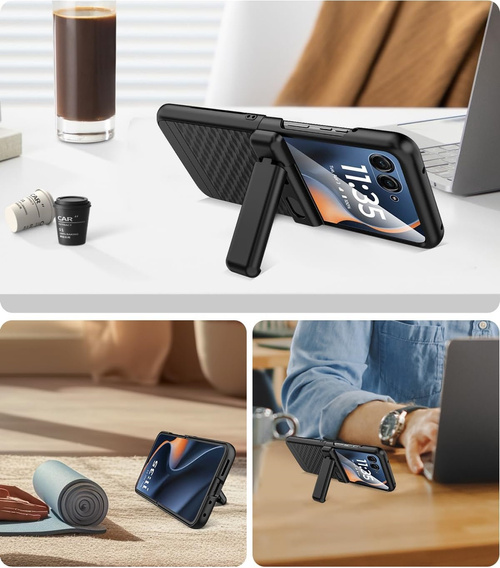 Etui do Motorola Razr 60 Ultra, PC Kickstand Case, ze szkłem, czarne
