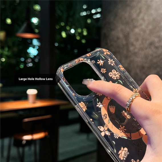 Etui magnetyczne z kwiatowym, laserowym wzorem do iPhone 16 Pro