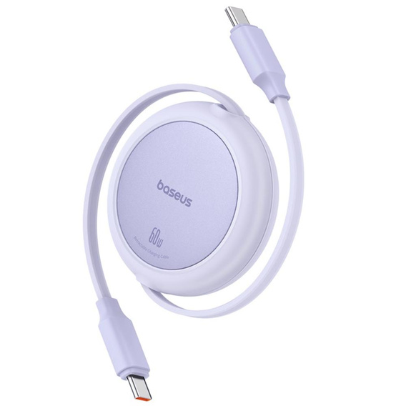 Baseus Free2Pull Mini – zwijany kabel USB‑C 60W, 1m - fioletowy