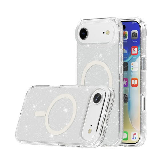 Etui do iPhone 17 Air, do MagSafe, brokat, transparentne