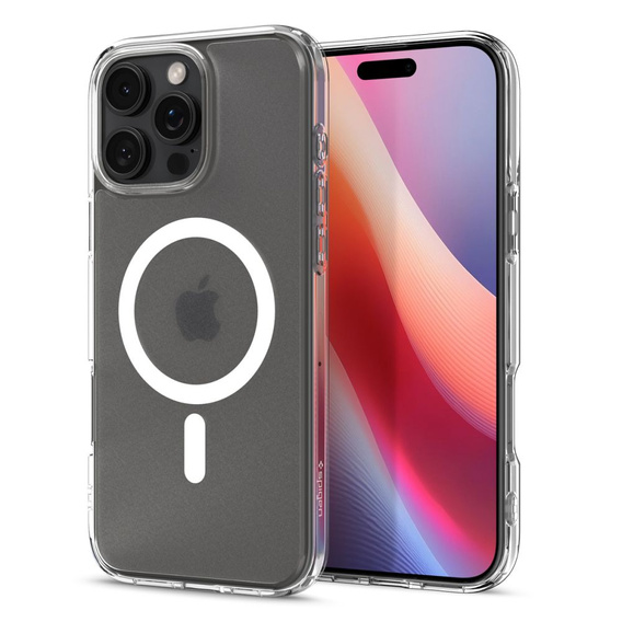 Etui z MagSafe Spigen do iPhone 16 Pro, Ultra Hybrid, półprzezroczyste / białe + Szkło Hartowane 9H