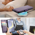 Etui do Samsung Galaxy S24, ERBORD Glossy Litchi, portfel z klapką, fioletowe