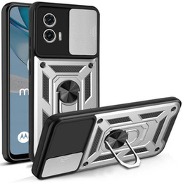 Etui pancerne do Motorola Moto G53 5G, CamShield Slide, srebrne