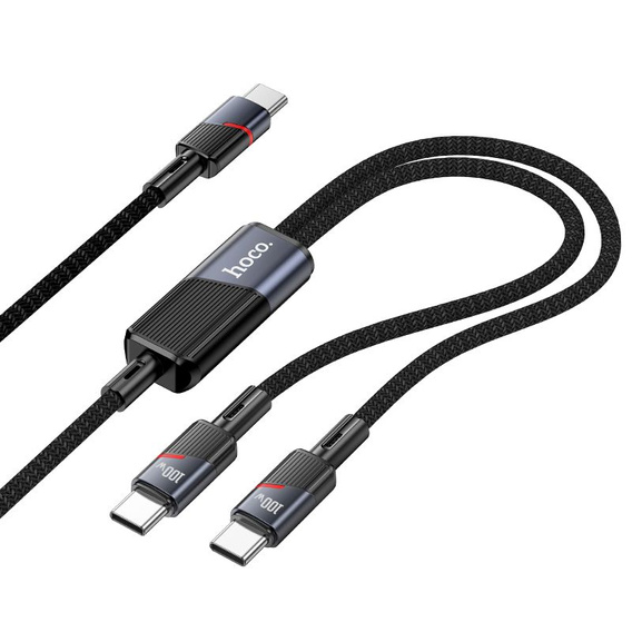 Kabel 2w1 Hoco U139 USB-C + Lightning 100W 1,2 m – Czarny
