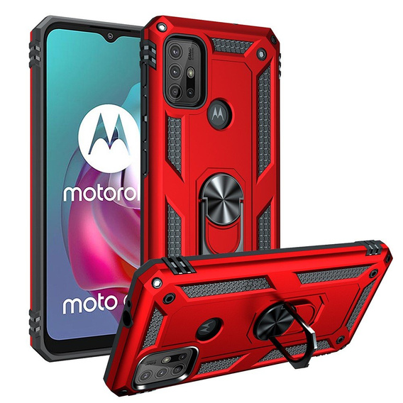 Etui pancerne do Motorola Moto G10/G30, Nox Case Ring, czerwone