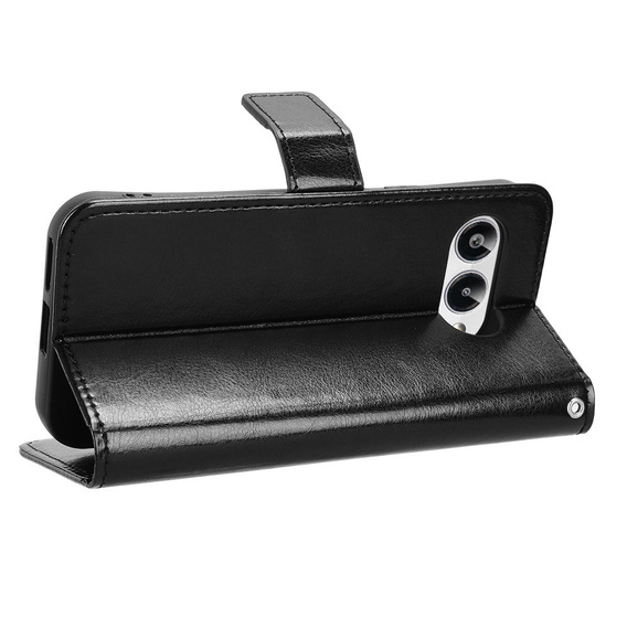 Etui z klapką do T Phone 3 5G, Crazy Horse Wallet, czarne