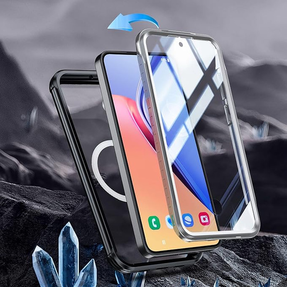 Etui do Samsung Galaxy A55 5G, Shockproof, ze szkłem, do MagSafe, czarne