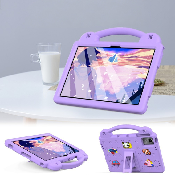 Etui do Lenovo Tab M11 / Huawei MatePad SE 11", Cute Patterns, z podstawką, fioletowe