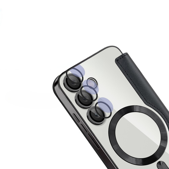 Etui z klapką do Samsung Galaxy S24 FE, RFID Wallet MagSafe z ochroną aparatu, czarne