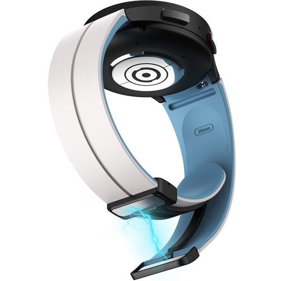 Pasek Silikonowy do Samsung Galaxy Watch 4/5/6 40/42/43/44/45/46/47mm, Biały / Niebieski
