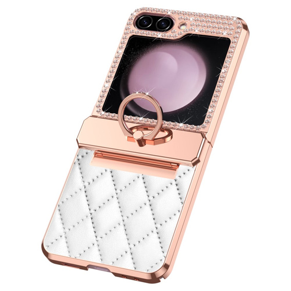 Etui do Samsung Galaxy Z Flip7 FE / Z Flip6, Rhombus Grid, białe