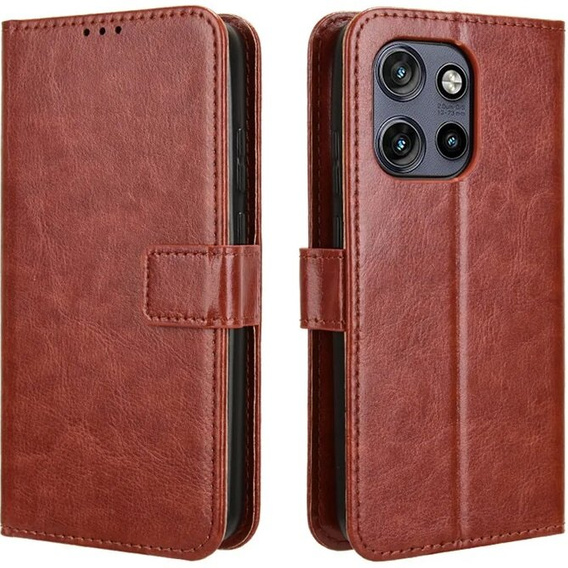 Etui z klapką do Motorola Edge 50 Neo / Motorola ThinkPhone 25, Crazy Horse Wallet, brązowe