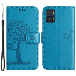 Etui z klapką do Motorola Moto E22 / E22i, Tree, niebieskie