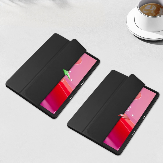 Pokrowiec z miejscem na rysik do Lenovo Tab M11 – przezroczysty tył, czarna klapka