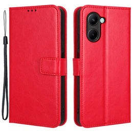Etui z klapką do Realme C33, Crazy Horse Wallet, czerwone