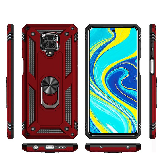 Etui pancerne do Xiaomi Redmi Note 9S / 9 Pro, Nox Case Ring, czerwone