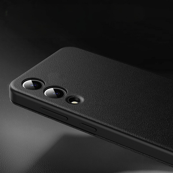 Etui do Samsung Galaxy S25 Edge – skórzane z okienkiem Smart View i kieszenią na kartę, czarne
