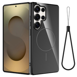 Etui do Samsung Galaxy S25 Ultra, magnetyczne z paskiem – czarne