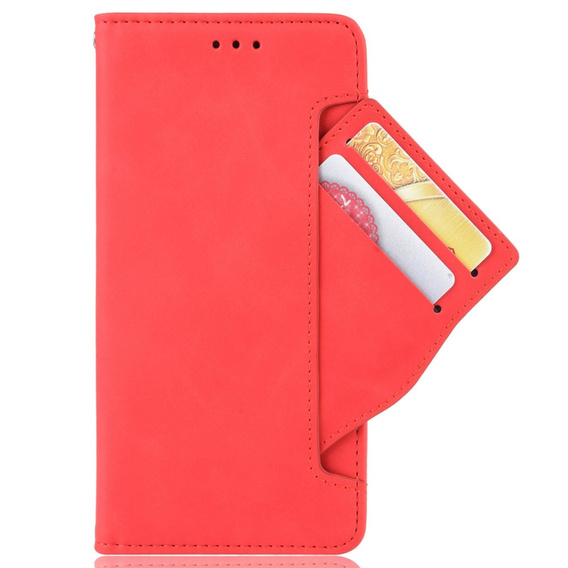 Etui z klapką do Honor 70 5G, Card Slot, czerwone