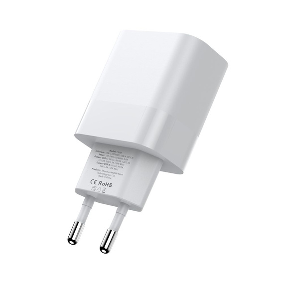 Tech-Protect C30W QC3.0 Uniwersalna Ładowarka Sieciowa USB-A USB-C, White