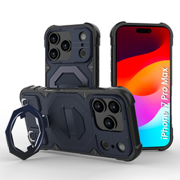 Etui do iPhone 17 Pro Max, do MagSafe, pancerne z podstawką, niebieskie