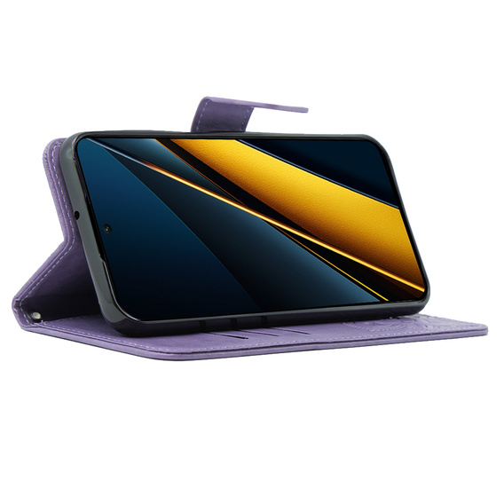 Etui z klapką do Xiaomi Poco F6 Pro, Butterfly, fioletowe