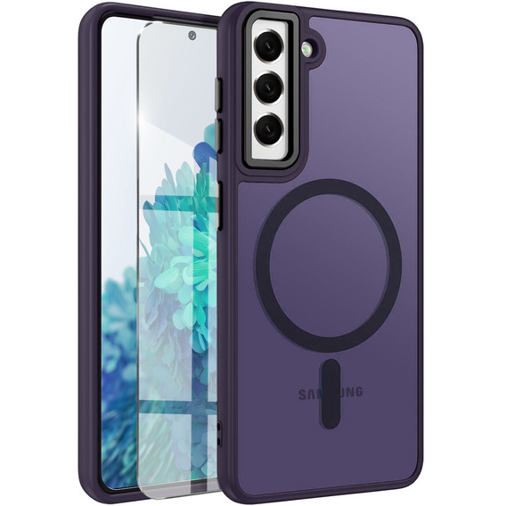 Etui do Samsung Galaxy S21, do MagSafe, ERBORD Matt Case, ciemnofioletowe + Szkło na ekran
