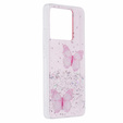 Etui do Xiaomi 13T / 13T Pro / Redmi K60 Ultra, Glitter Butterfly, różowe