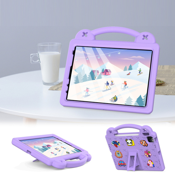 Etui do iPad 11" 2025 A16 (11 gen.) / iPad 10.9" 2022 (10 gen.), Cute Patterns, z podstawką, Fioletowe