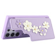 Etui do Samsung Galaxy S24 Ultra, Leather Flower Card Slot, fioletowe