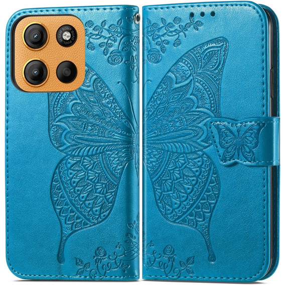 Etui z klapką do Motorola Moto G15 / Motorola Moto G15 Power, Butterfly, niebieskie